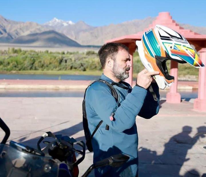 Rahul Gandhi bike ride picture in Ladakh goes viral, Congress says he is “Unstoppable"